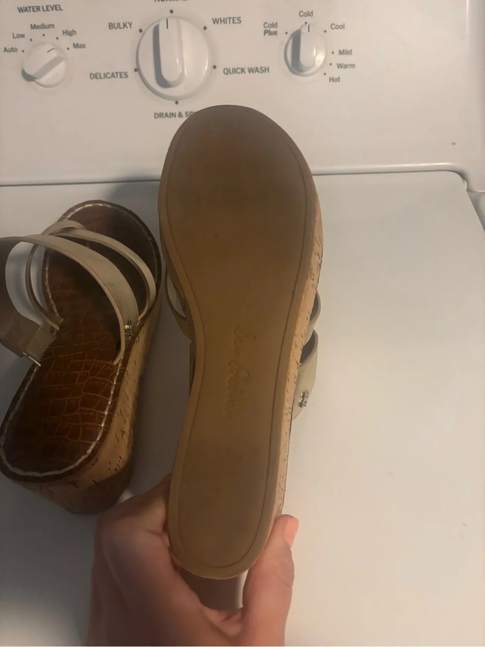 Sam Edelman Gold Metallic Cork Wedge Sandals